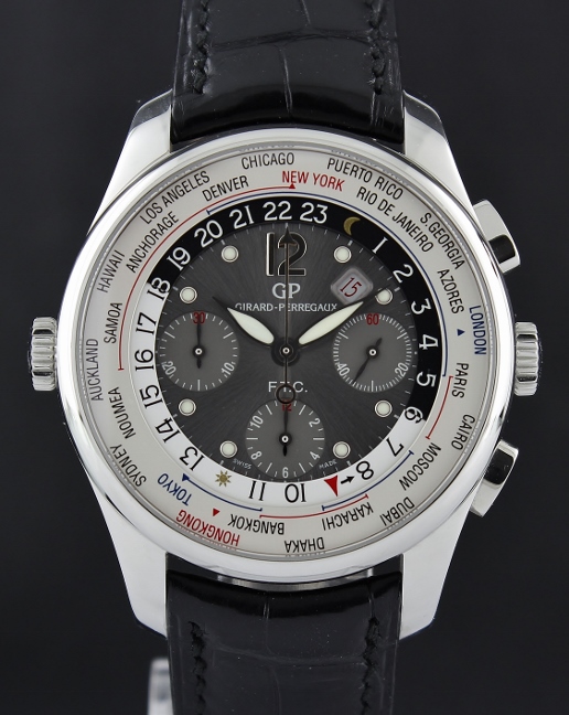 (image for) Like New Girard Perregaux World Timer WW TC Silver Dial Chronograph Automatic Watch / 49805